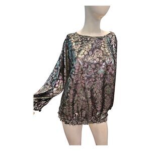 Keri Ann Vintage 80's Silver Shimmery Top Womens size XL WITH TAGS